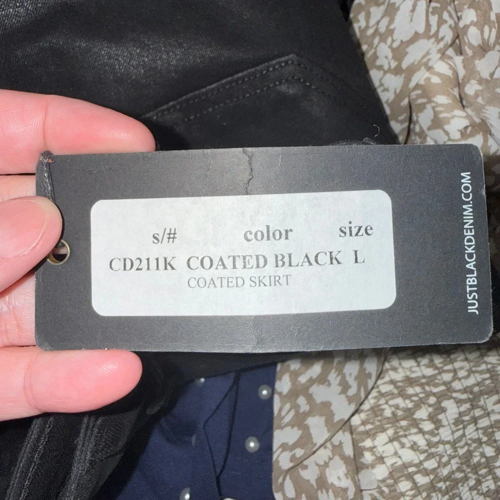 Just Black Denim Women‎ Coated Black Mini Skirt CD211K High Rise Size L NEW